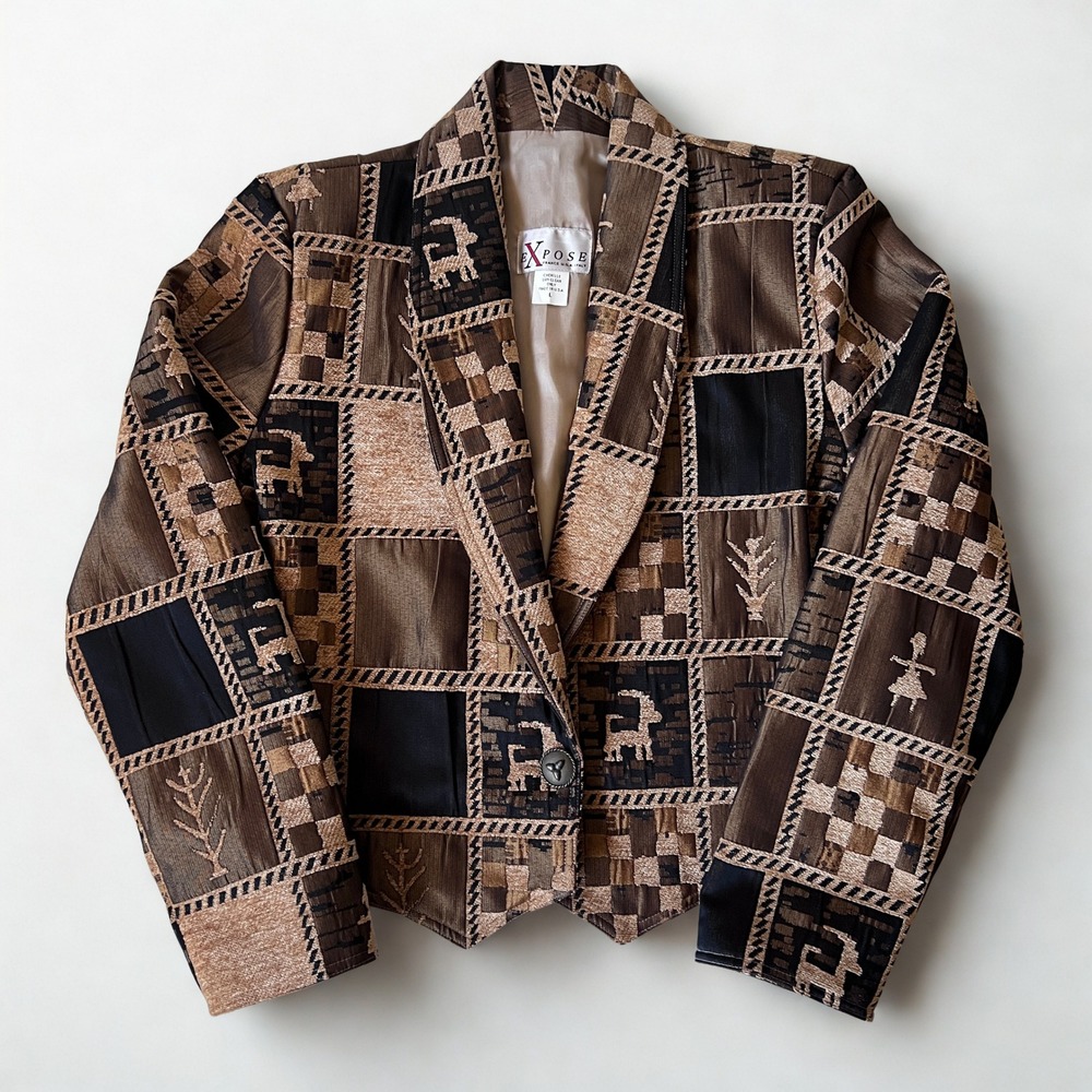 Expose Chenille Tapestry Blazer Jacket Southwestern Tribal Western Size L